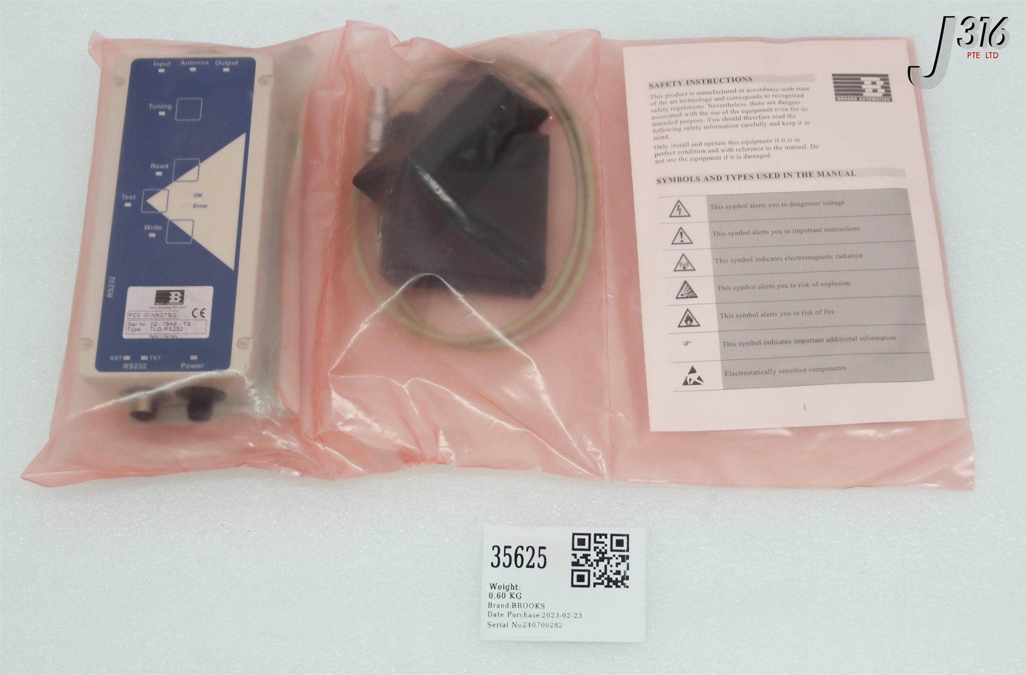 専用⑧ 35625 BROOKS TRANSPONDER READER W/ ANTENNA (NEW) ID2-INFIXR6M-S3